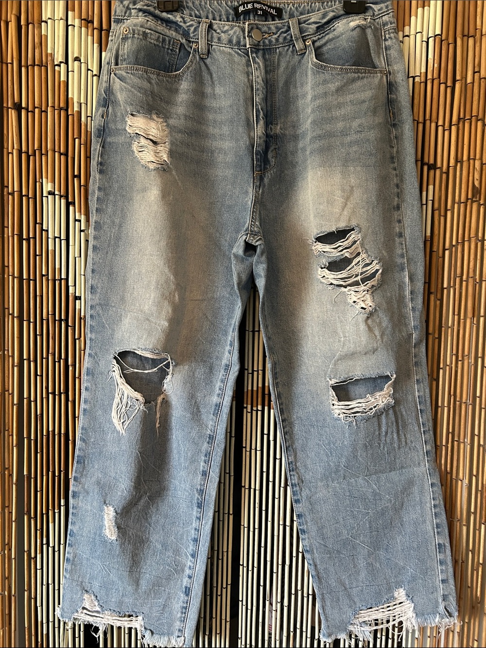 Blue Revival Distressed High-rise Light Wash Jeans
